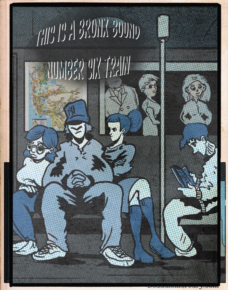 Digital illustration by Deaddie Mercury of Maxine Moore new york city commuters 