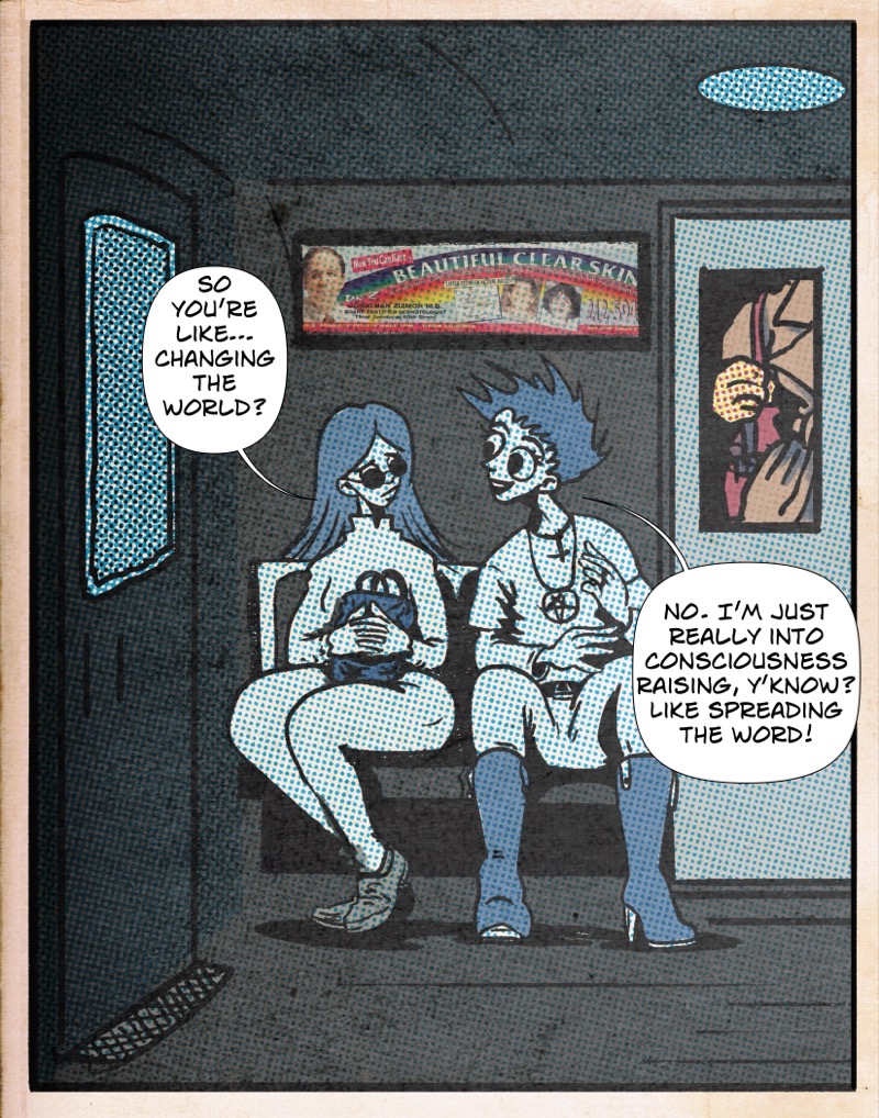 Digital illustration by Deaddie Mercury of Maxine Moore new york city commuters 