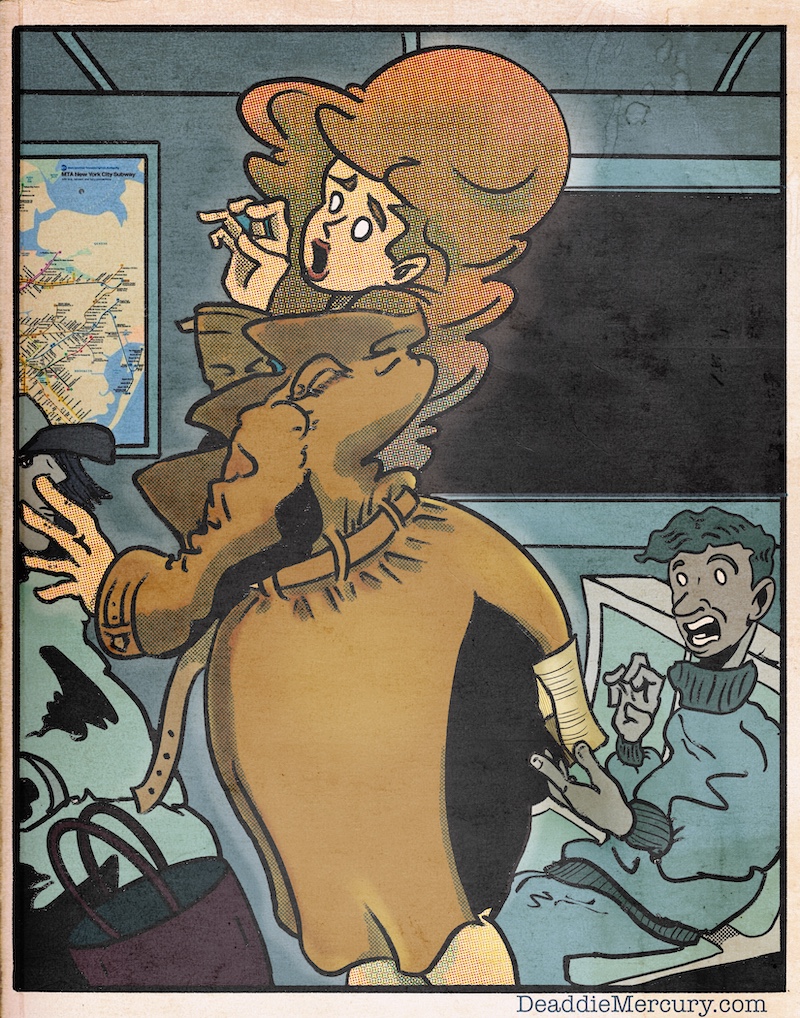 Digital drawing illustration of Dr. Maxine Moore from the ensemble adult graphic novel bdsm love story Sessions. Drawn in a retro comic style with heavy black lines and CMYK coloring