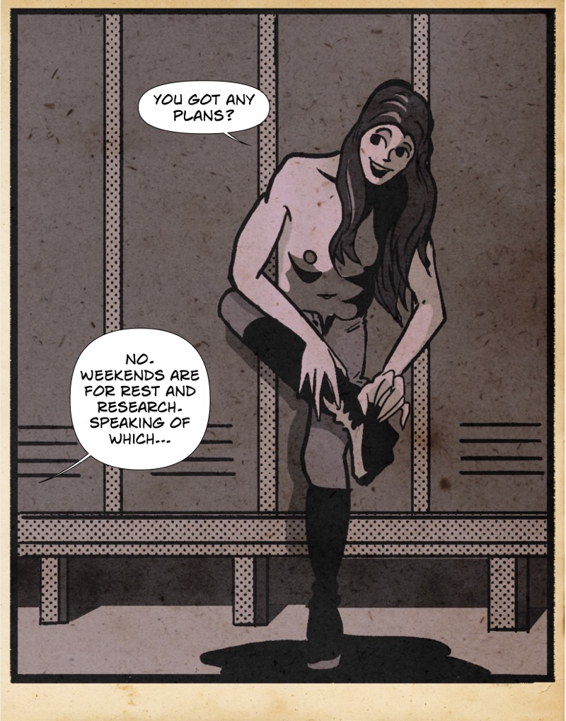 Digital illustration by Deaddie Mercury a bdsm locker room for mistresses off the clock