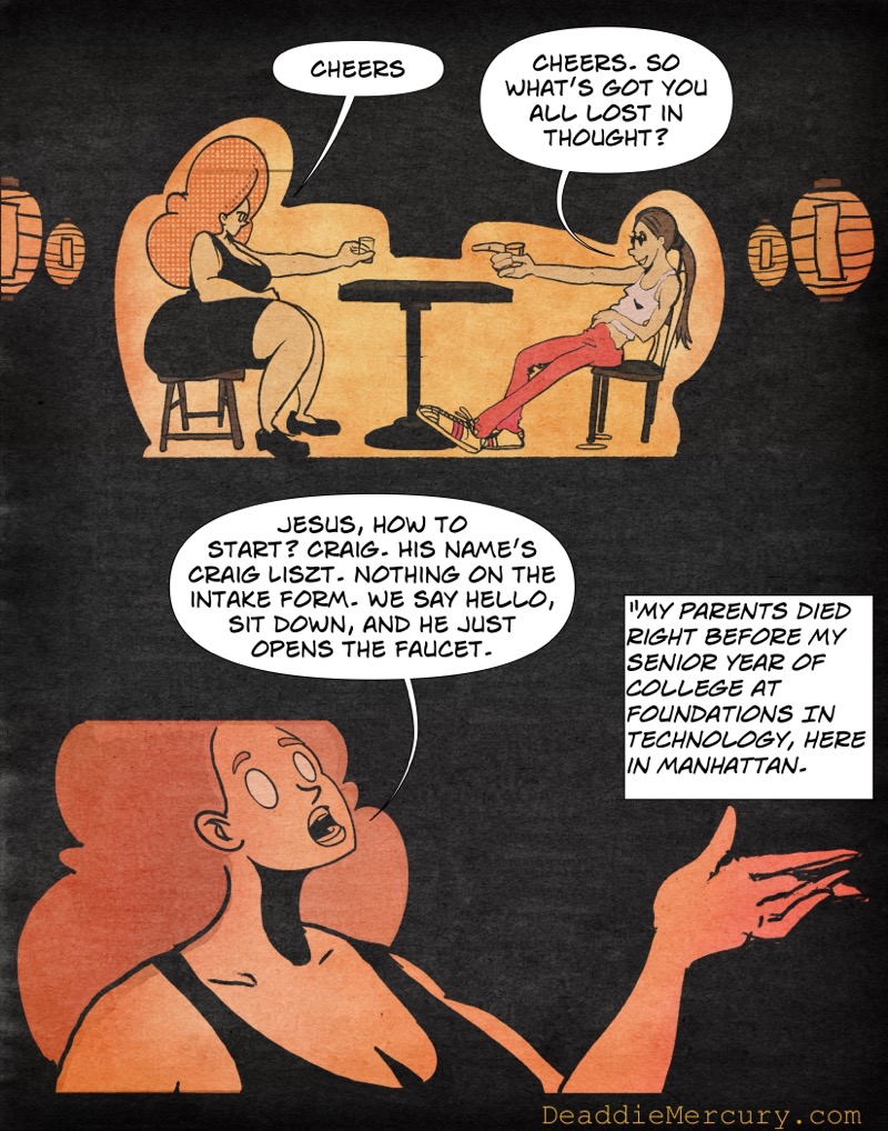 artistic digital illustration by deaddie mercury of to women drinking in a sake bar saying cheers