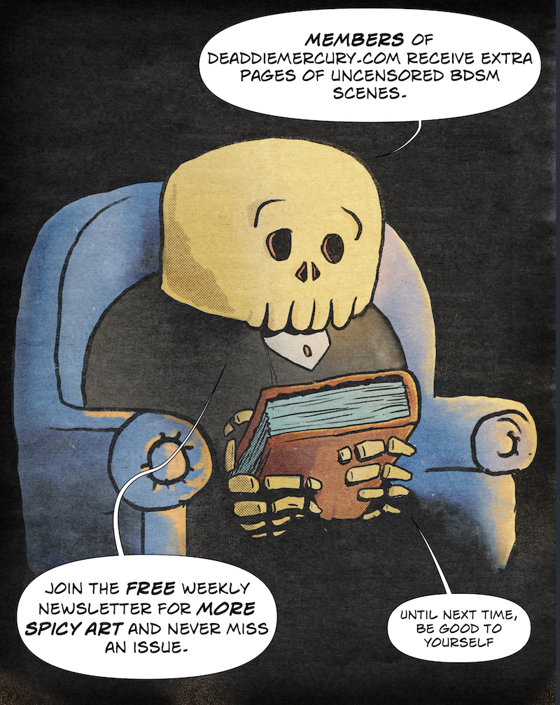 Artistic Digital illustration by Deaddie Mercury in a retro comic style of himself holding a book and addressing the reader, kindly.