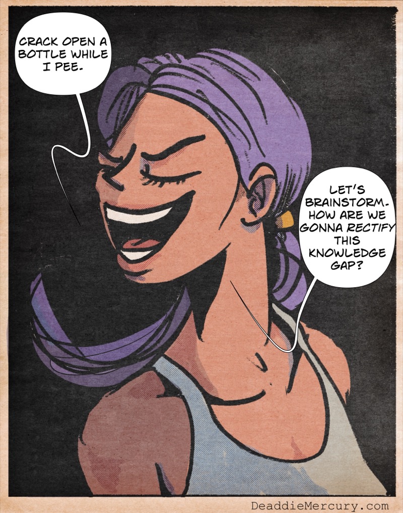 Digital illustration by Deaddie Mercury of Victoria talking to Maxine