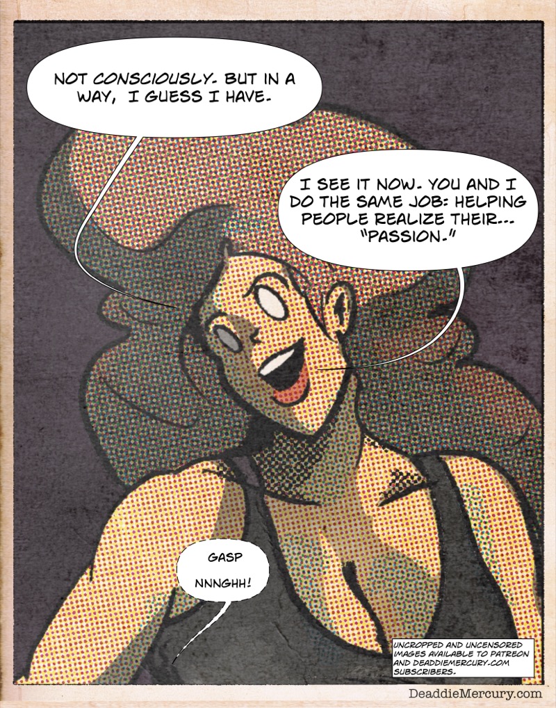 Artstic retro comic style digital illustration by Deaddie Mercury of Dr. Maxine Moore smiling