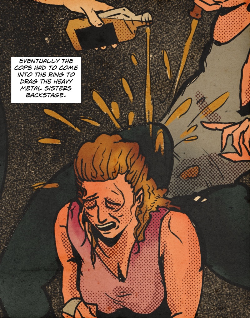 Artistic digital illustration by Deaddie Mercury in a retro comic book cover style of one of the Southern Belles crying as eh is being humiliated 